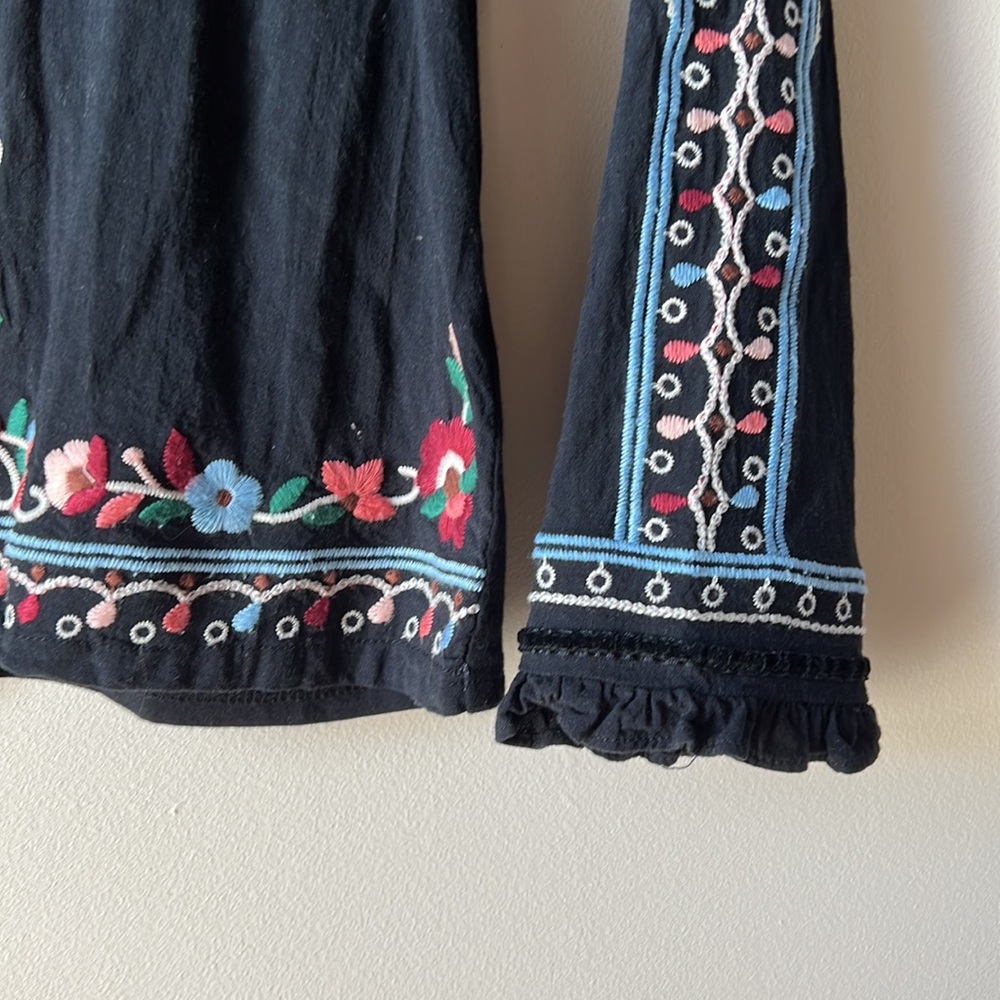 Anthropologie Black Embellished Long Sleeve Blouse - Picture 3 of 11